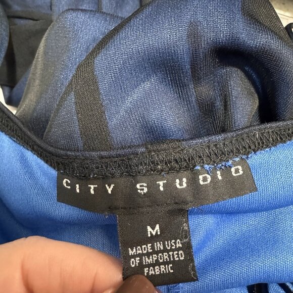 Vtg 90s Y2K City Studio Dress M Formal Sequin Fairy Whimsigoth Black Blue Empire - Picture 7 of 9